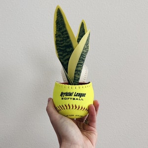 Softball Planter / Softball Decor / Softball Gift / Baseball Decor / Baseball Gift / Softball Art / Softball with Stand / Indoor Planter