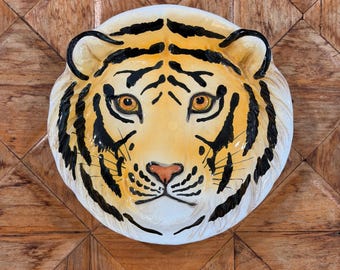 Bol/assiette vintage Taste Setter par Sigma, motif tigre, en céramique, faïence italienne, style Mid-Century Modern.