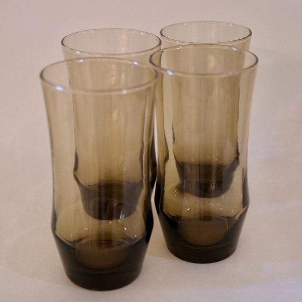 Vintage Libbey Apollo Tawny Brown Glasses - Set of 4