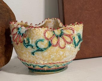 Fratelli Fanciullacci Ceramic Bowl Italian Hand Painted 50s Dulane Import Vtg