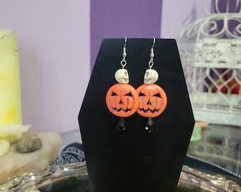 Jack-o-lantern and Skull Earrings