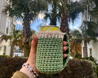 Crochet Can Cooler, Can Cover, Can Cooler, Cozy, Drink Insulator, Beer Holder, Crochet Cozy, With handle, Ready to Ship, Beer Bottle Cooler