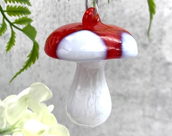 Mushroom Ornament, Large, Hand Blown Glass