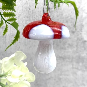 Mushroom Ornament, Large, Hand Blown Glass