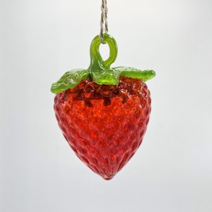 Strawberry Ornament, Large, Blown Glass, Handblown