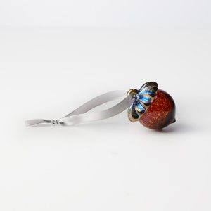 Glass Acorn Ornament, Large, Handblown, Iridescent Top & Gold Brown