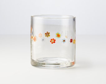 Flower Cup, Hand Blown Glass, Rocks Glass