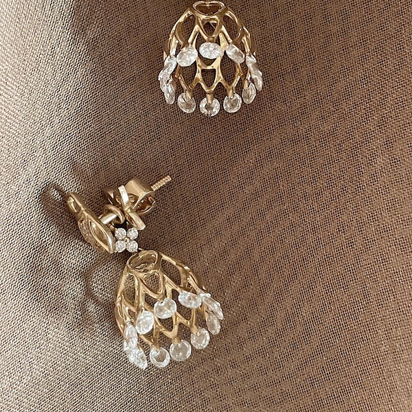 Diamond Jhumki Earrings | Natural Real Diamond Jewelry & 14k Gold | Airloom Jewels