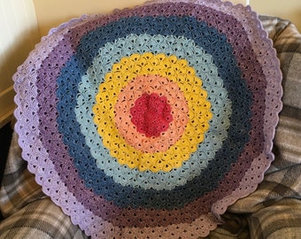 Chakra Lotus Mandala Blanket - Throw - Afghan - Shawl - Meditation - Hand Crocheted