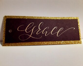 Set di 5 etichette per bomboniere con calligrafia