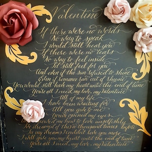 Letras de la canción de caligrafía personalizada, votos de boda de caligrafía, carta, poema, verso bíblico, cita, caligrafía comisionada, votos escritos a mano