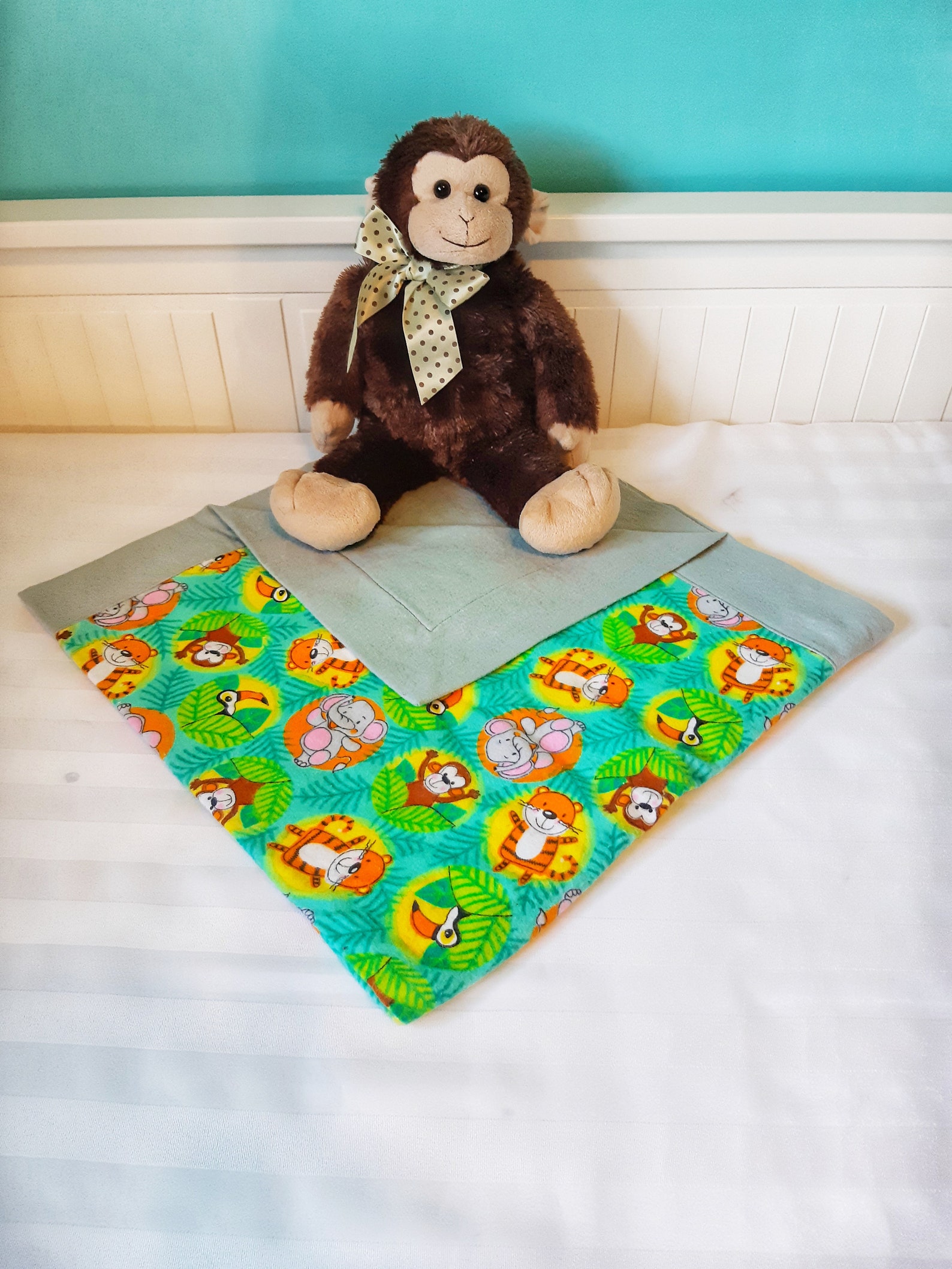 Baby Jungle Animal Blanket Safari Nursery Bedding Monkey Etsy