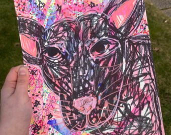 Delilah the Dog -  original marker drawing on paper