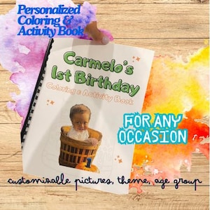 Customizable Birthday Coloring and Activity Book for Kids Personalized Kids Birthday Party Activity, Party Favors