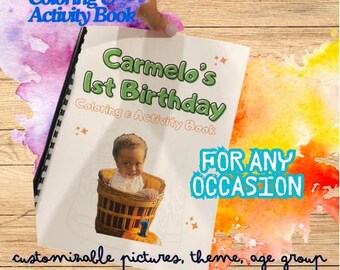 Customizable Birthday Coloring and Activity Book for Kids Personalized Kids Birthday Party Activity, Party Favors
