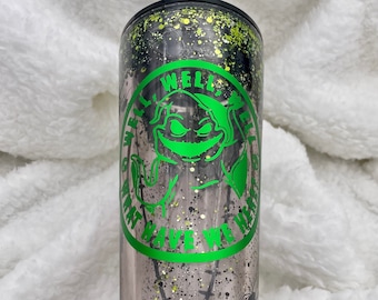 Ooggie Boogie, 24oz Glitter Globe Acrylic Tumbler with lid and Clear Straw, Green and Black Glitter Tumbler,