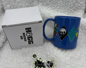 Jack and Sally Diamond Pattern - Nightmare B4 Christmas  11 oz Blue Ceramic  Coffee Mug
