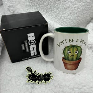 Don&#39;t be a Prick 11oz Sublimated Ceramic Two-Tone Coffee Mug - Doubled Sided Design Coffee Cup - Adult Humor Mug - Sarcastic Mug- Cactus Mug
