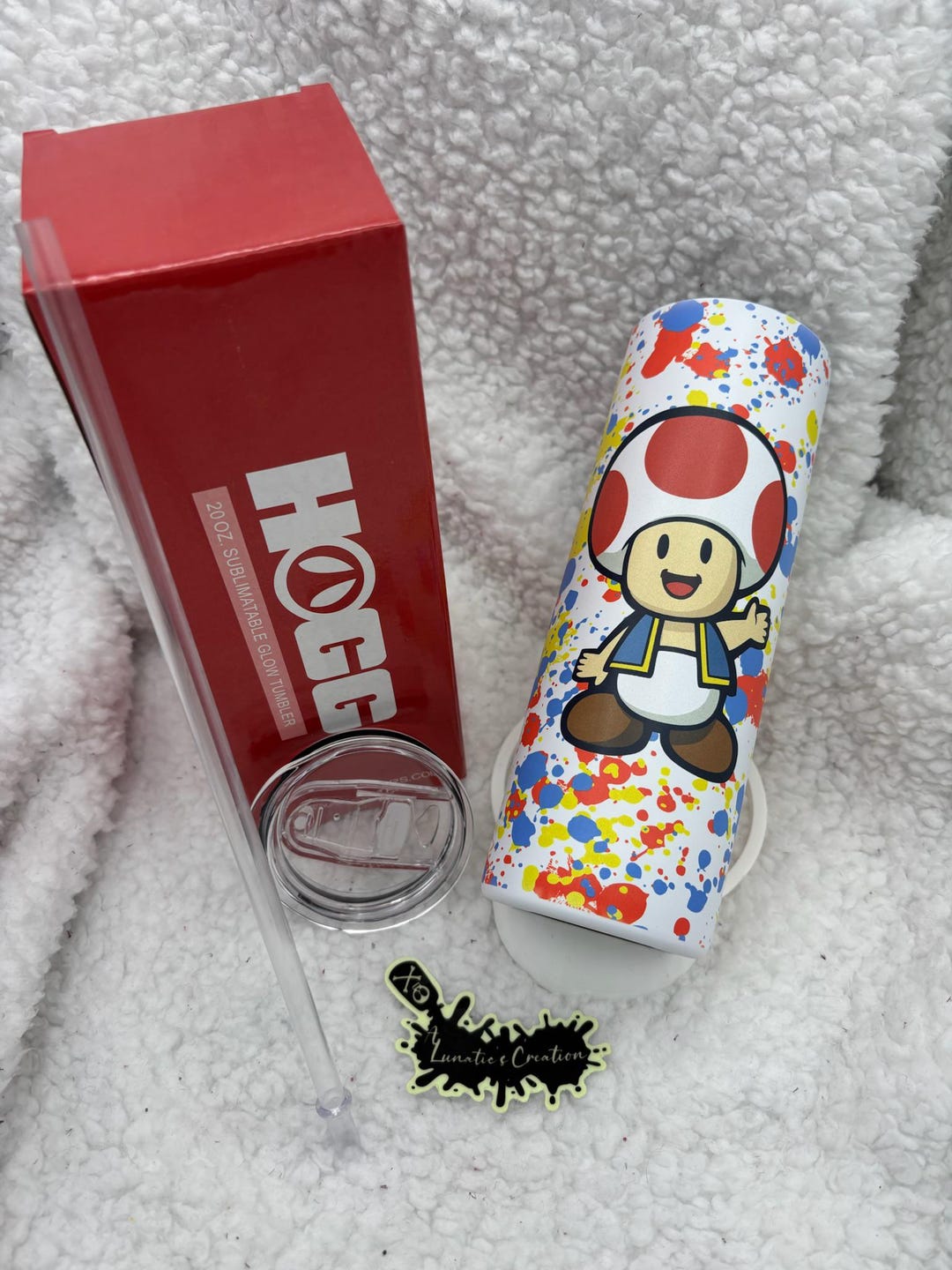 Toad - Paint Splatter Red Glow Sublimated 20oz Straight Tumbler W ...