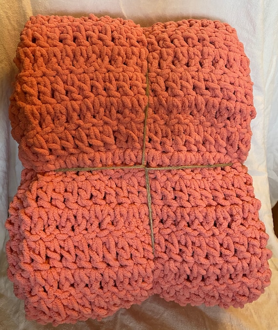 Orange Flamingo Chunky Crocheted Throw