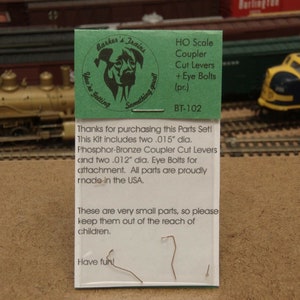 Barker&#39;s Trains HO Scale Coupler Cut Levers w/Eye Bolts (pr.) BT-102