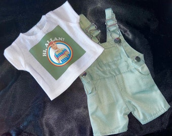 18” doll outfit, overalls and t-shirt