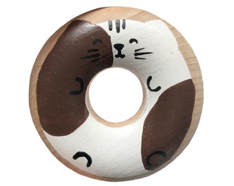 Chocolate Cat - Single Toy Donut to Mix-and-Match Wooden Toy Food