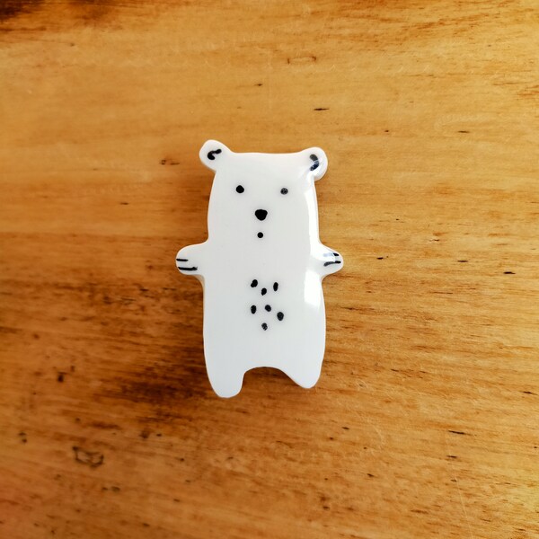 broche porcelaine ourson