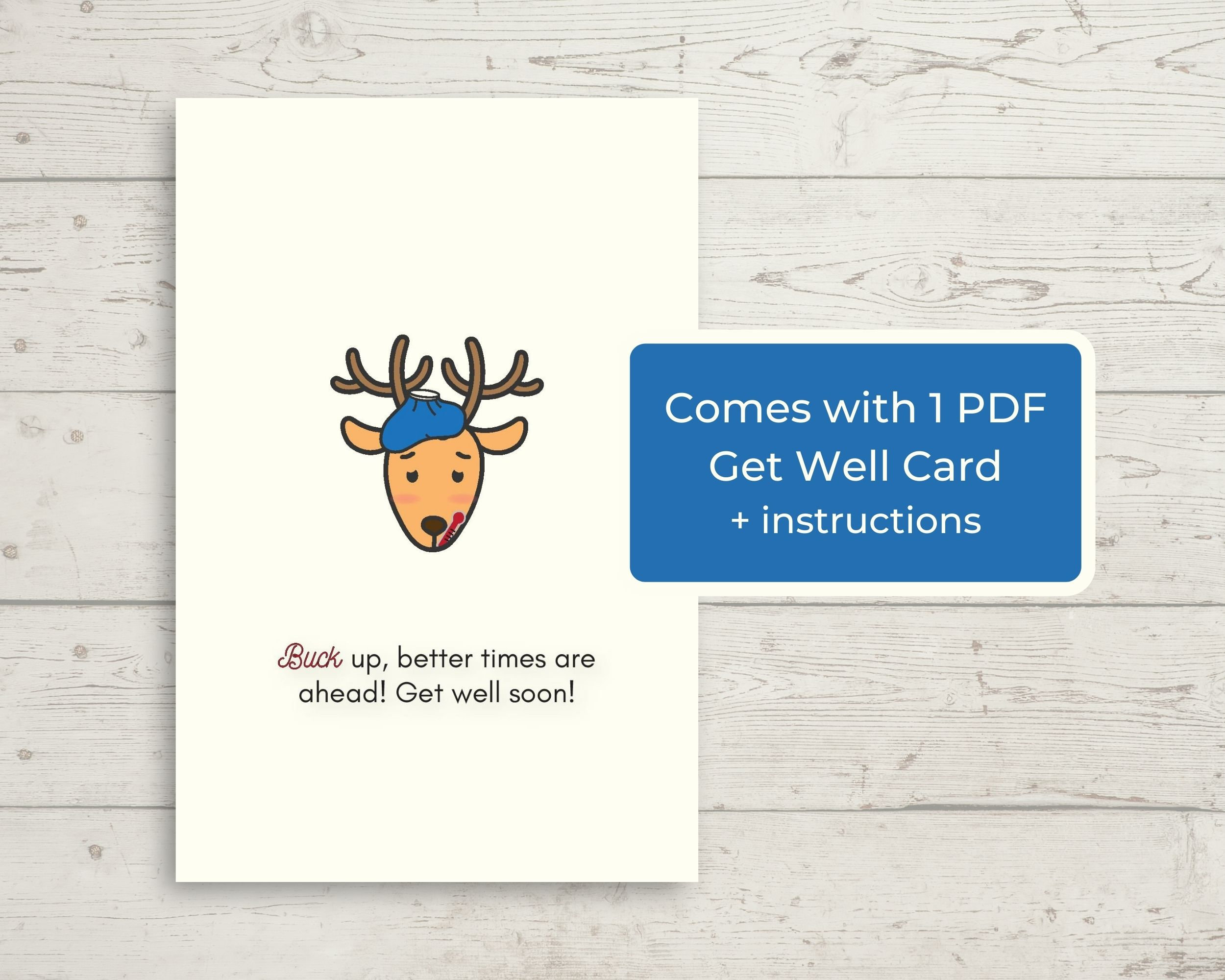 Printable Deer Get Well Card - Etsy