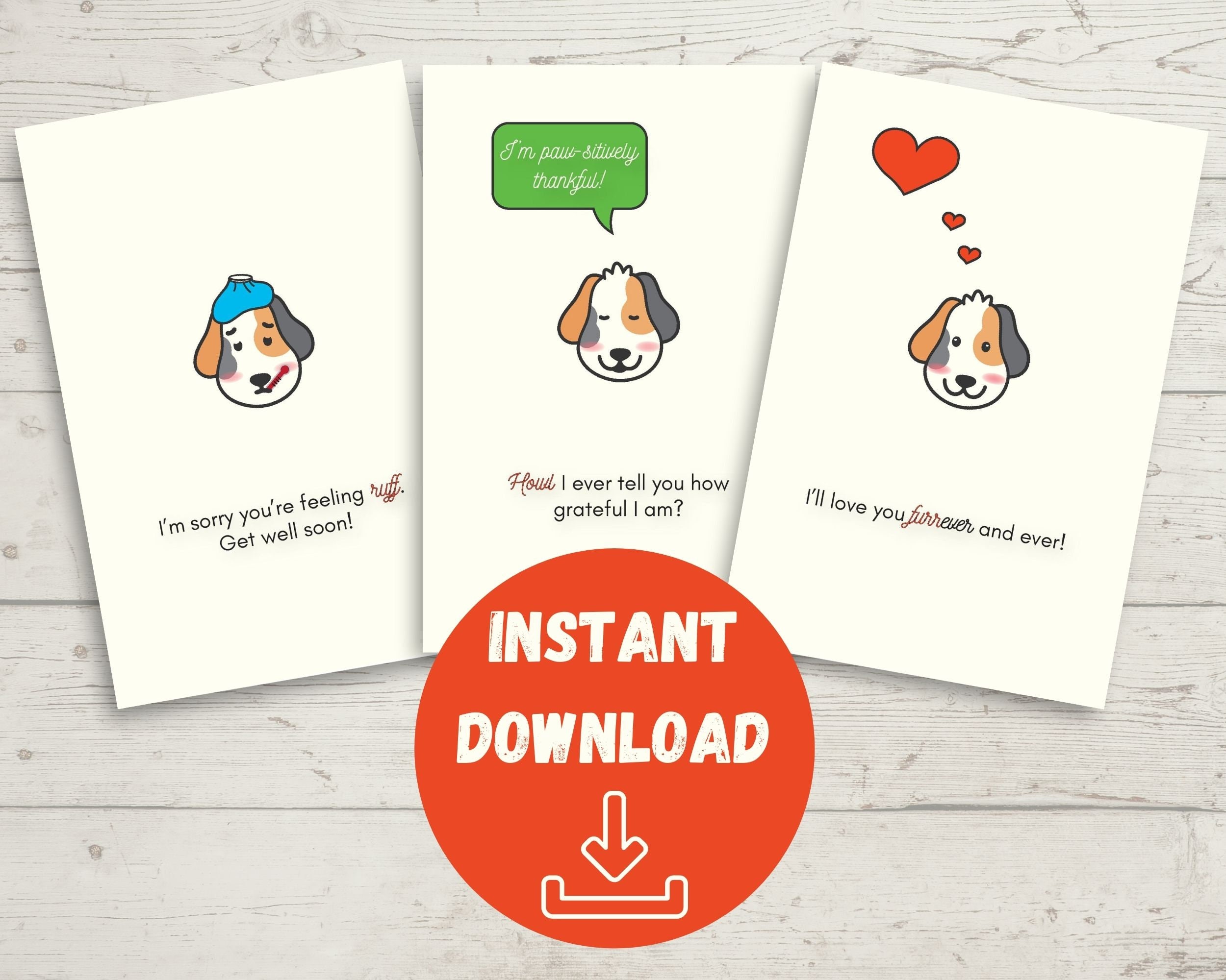Printable Dog Pun Card Set - Etsy