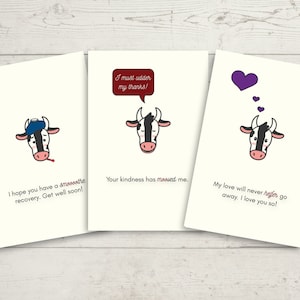 Printable Cow Pun Card Set