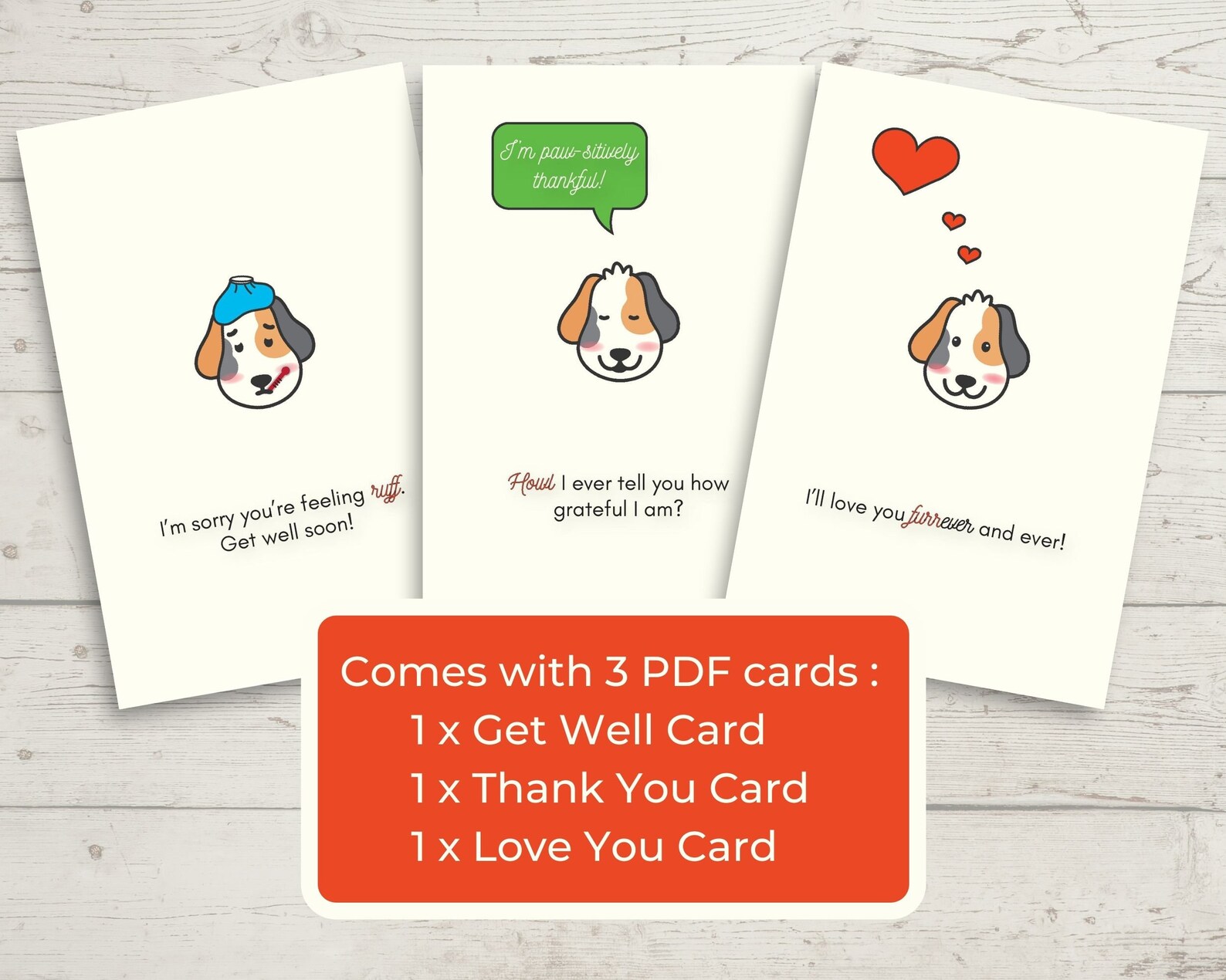 Printable Dog Pun Card Set Etsy Denmark