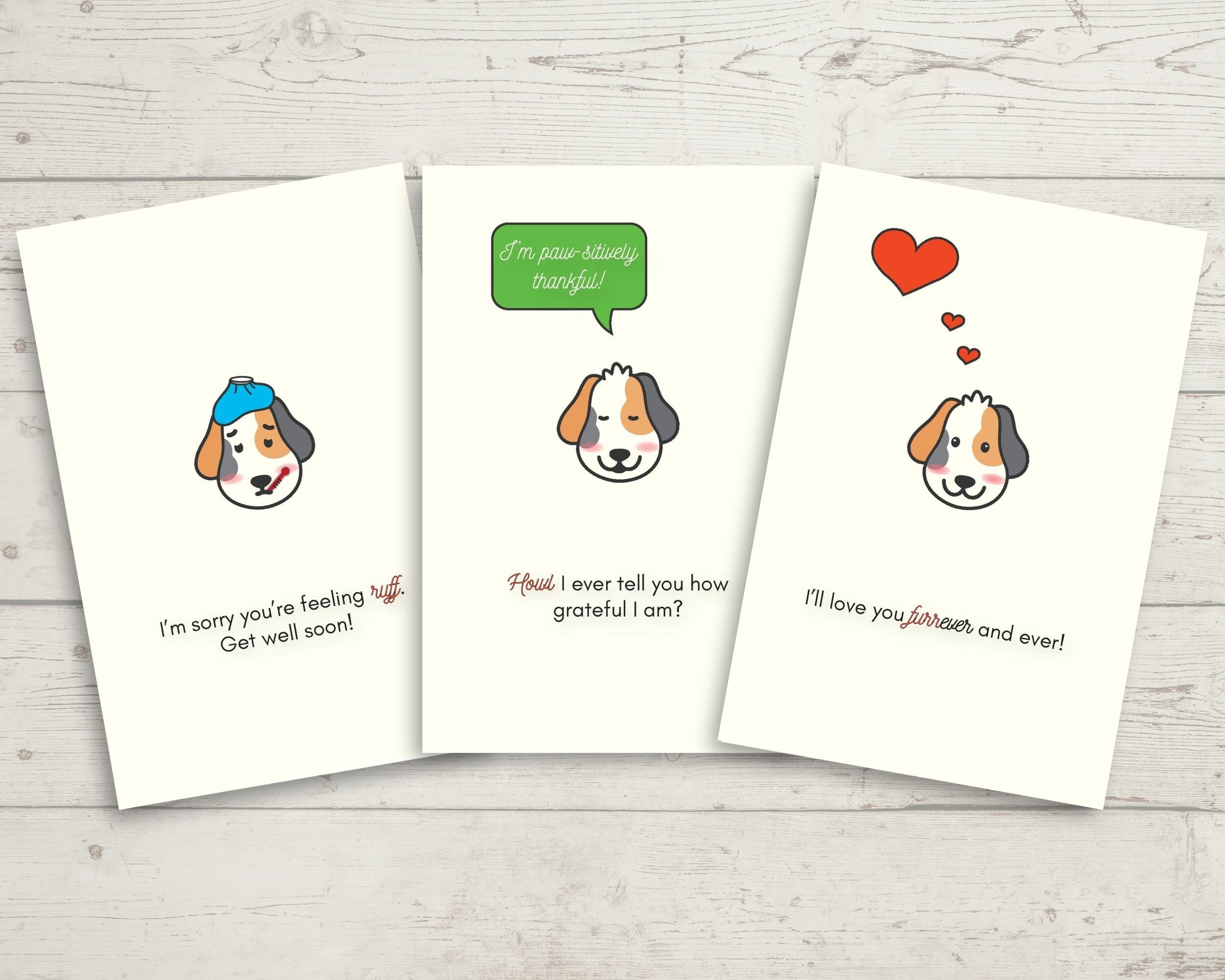 Printable Dog Pun Card Set - Etsy