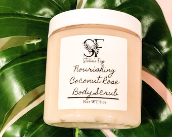 Coconut Rose Body Scrub, Exfoliating Sugar Polish, Self Care Gift