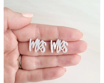 Mrs. Acrylic Stud Earrings, Bride to Be, Honeymoon Jewelry