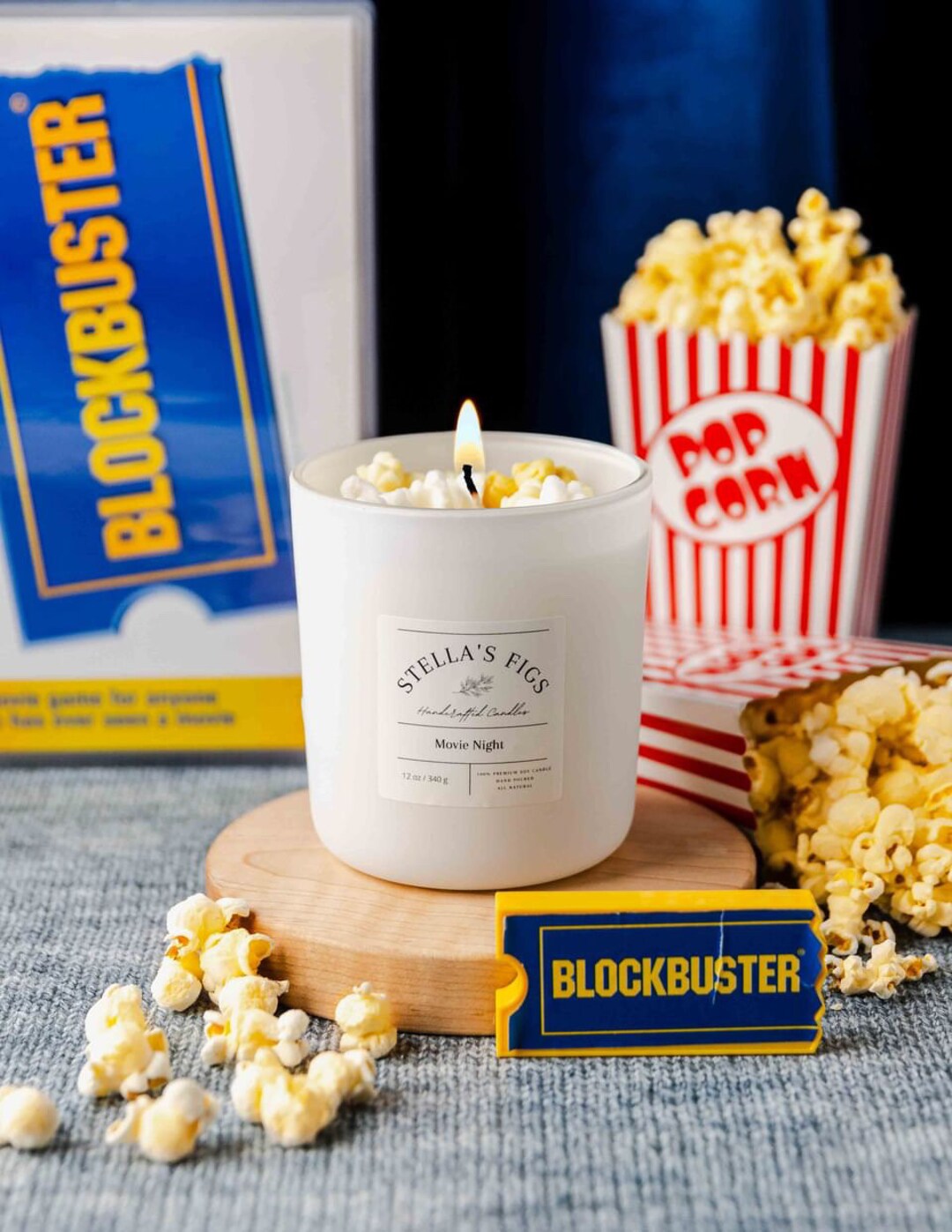 Popcorn Candle Movie Popcorn Candle, Nostalgic Scented Candle, 12oz - Etsy