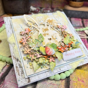 Jolie carte de voeux de Pâques, design moderne, carte en boîte