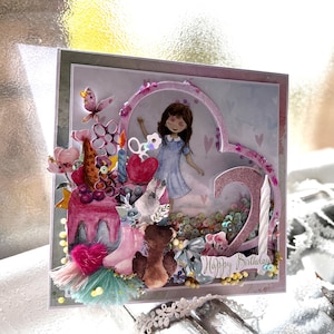 Fille d'anniversaire, idée de carte personnalisée pour une fille spéciale, jolie carte colorée