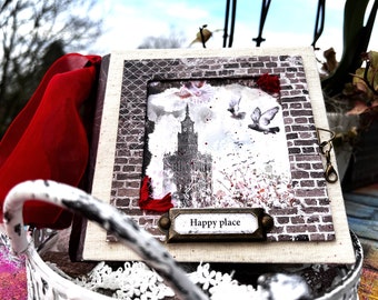 Luksusowy, ręcznie wykonany, spersonalizowany, pudełkowy mini album, szczęśliwe miejsce