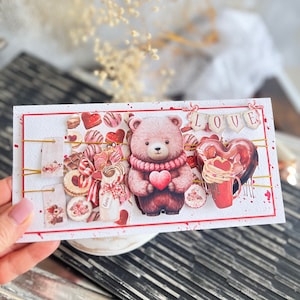 Een unieke Valentijnsdagkaart, handgemaakte 3D-kaart voor hem, haar, gepersonaliseerde romantische luxe getextureerde kaart