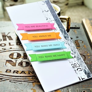 Carte colorée faite à la main avec admiration, un style d’amour, carte de vœux moderne et colorée pour chaque occasion