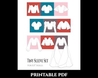11.5" Doll Sleeve Sewing Pattern: 9 Styles (PDF Pattern)