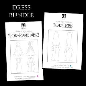 Patternmaking Guide Bundle: Vintage-Inspired Dresses + Trapeze Dresses Instant Download PDF Patternmaking How-to e-guide