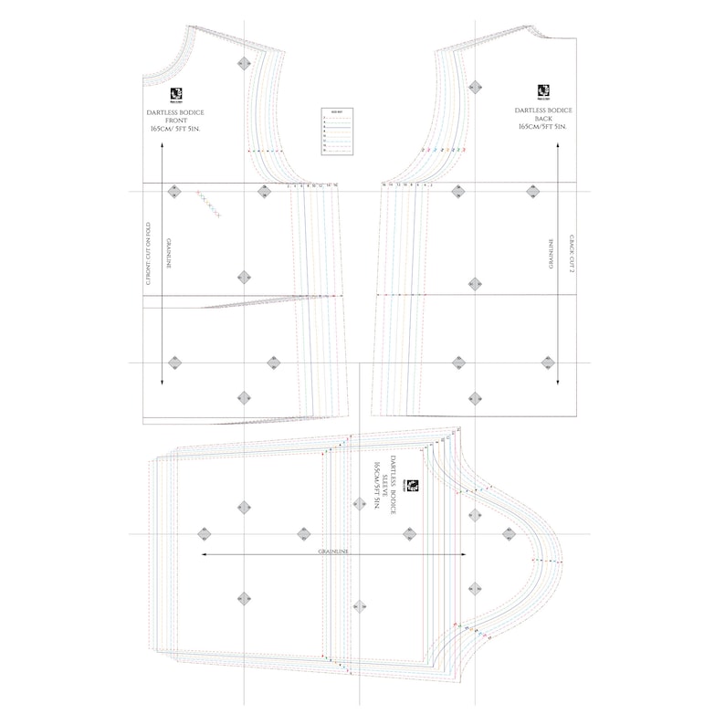 Dartless Bodice Pattern Block: Multi-size Sewing Pattern (digital ...