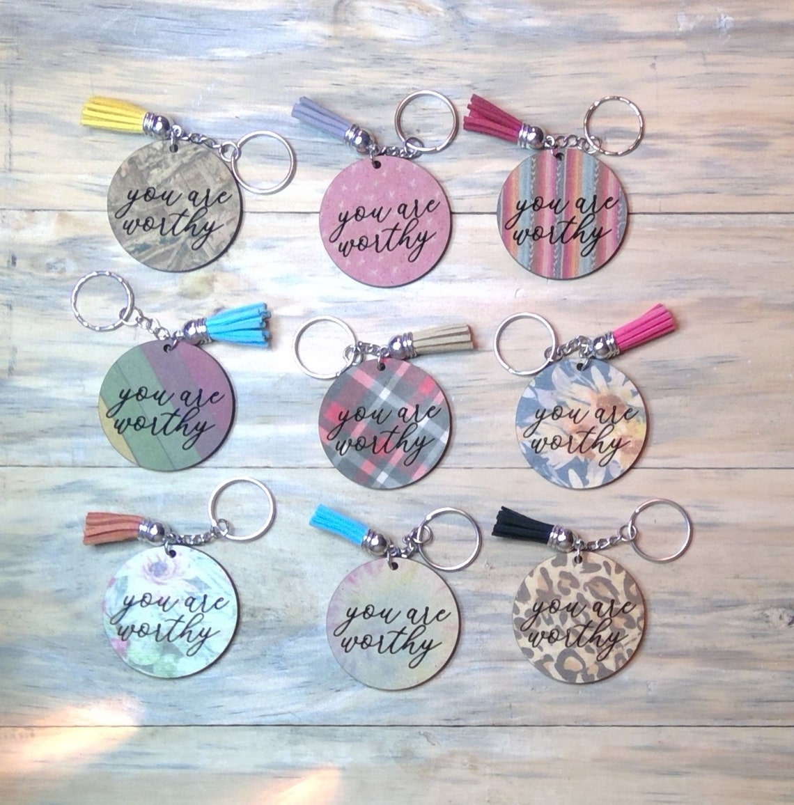 Laser Engraved Inspirational Wooden Keychains Etsy