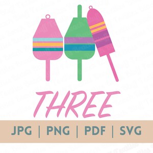 Third Birthday Milestone | Instant Download | Pink Blue Green Lobster Buoy | png jpg svg pdf | tshirt invitation (Product Number: 236804)