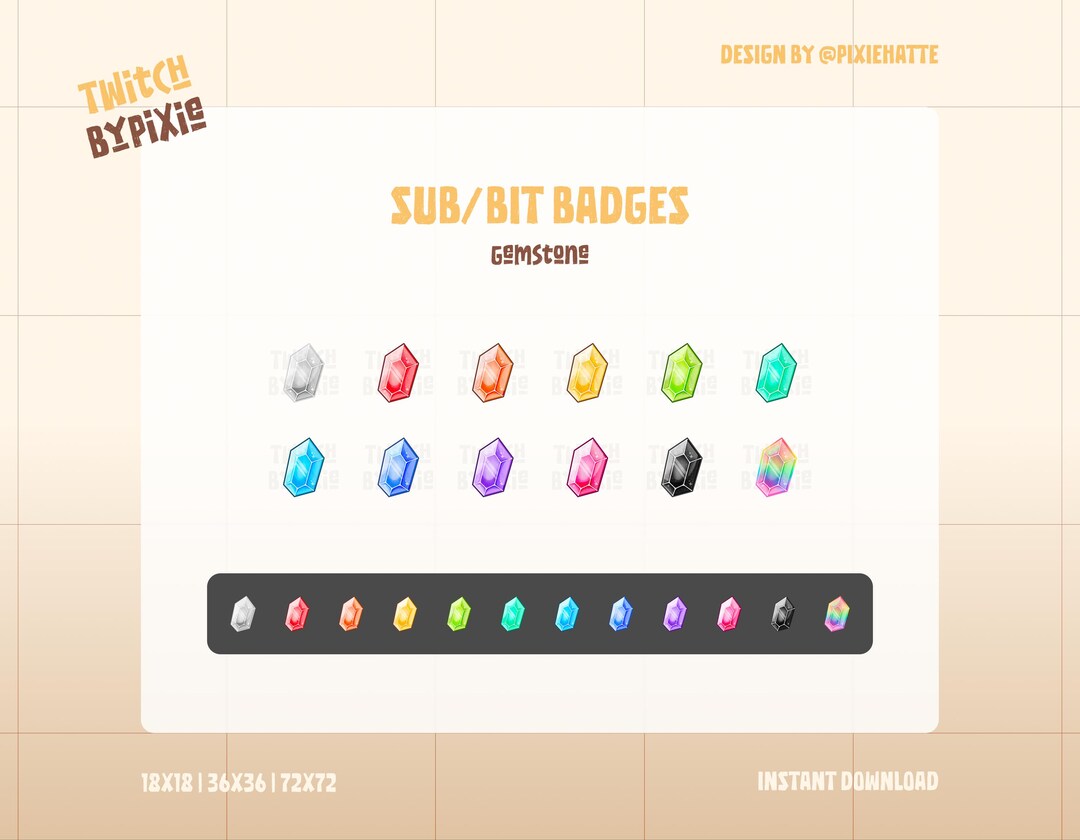 Gemstone Sub/bit Badges | Cute Twitch Sub/bit Badges | for Streamers ...