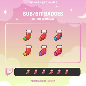 Christmas Socks Sub/Bit Badges | Twitch Badges | Bit Badges | Cute Sub Badges | Christmas