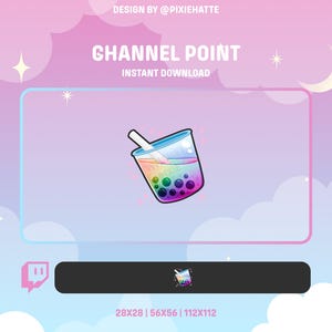 Regenbogen Zucker Boba Tea Channel Point | Twitch Channel Punkt | Twitch Emotes | Luftblase Tee | Niedlich | Zucken