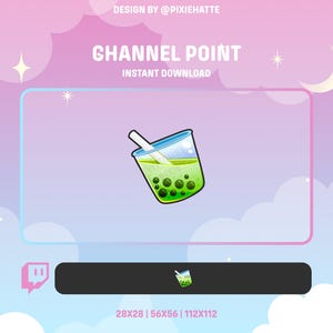 Grün Boba Tea Channel Point | Twitch Channel Punkt | Twitch Emotes | Luftblase Tee | Niedlich | Zucken